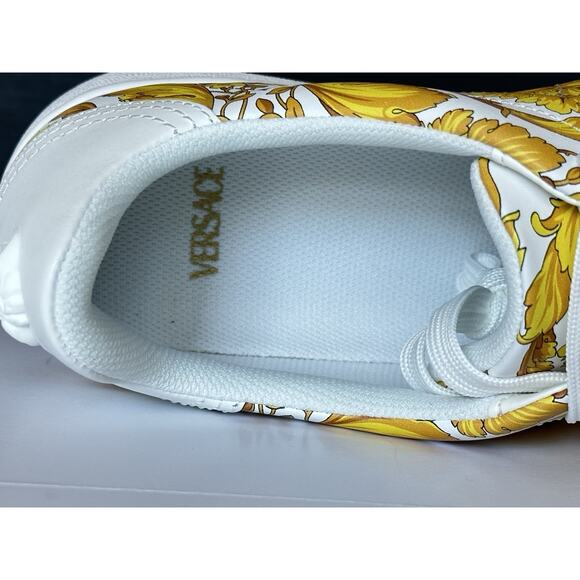 Versace Baroco Men\'s White/Gold Leather Sneakers 13 US (46 Euro) 1016936 NIB main image 4